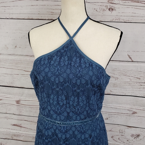 NWT Chelsea 28 halter lace navy sheath dress - Picture 2 of 12